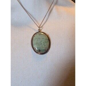 30x 40 Mm Agate ? Gold Tone Necklace